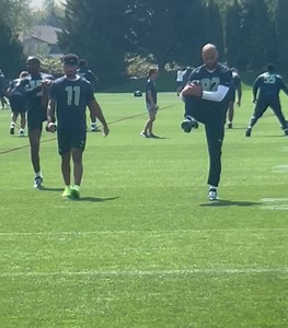 Cody White, George Holani, Jaxon Smith-Njigba, Tory Horton at Seahawks practice on NFL roster cut day