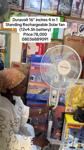 Duravolt 16-Inch Rechargeable Solar Fan Overview