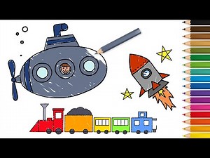 Learn to Draw Cool Vehicles: Submarine, Train, Rocket, Truck & More!