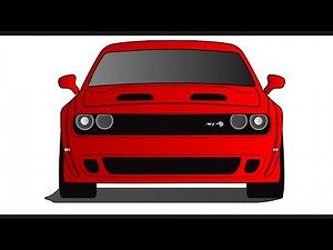 How to draw a DODGE CHALLENGER HELLCAT/ drawing dodge challenger step by step easy front view