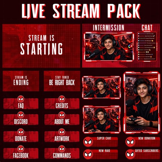 Animated Crimson Spider Stream Overlay Pack - Etsy UK