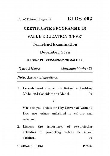BEDS - 003 December 2024 Question Paper