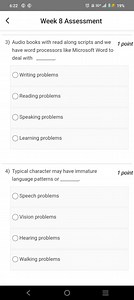 6:22却 56 19%Week 8 Assessment3) Audio books with read alon... | Filo