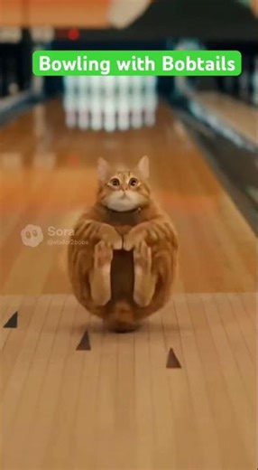 Bowling with Bobtails #cats #pets #funny #subscribe #shorts #challenge