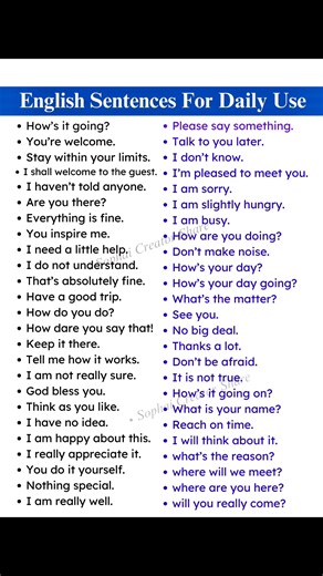 6.5K views · 199 reactions | English Sentences For Daily Use | Sophai Creator Share | Facebook