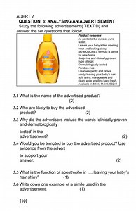ADERT 2QUESTION 3: ANALYSING AN ADVERTISEMENTStudy the follow... | Filo