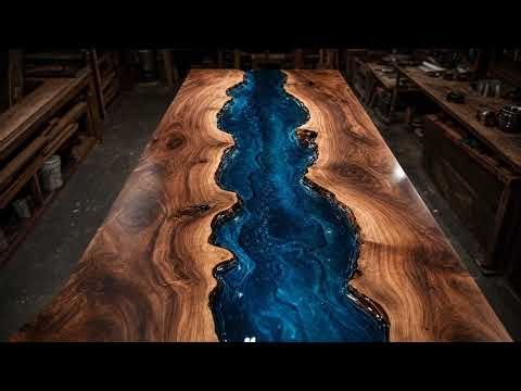 Handcrafted luxury epoxy resin river dining table