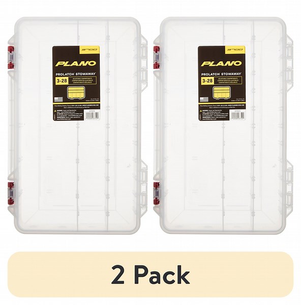 (2 pack) Plano ProLatch Stowaway Large Clear Organizer Tackle Box, Large, Clear