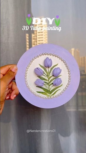 🌷✨ DIY 3D Tulip Painting Using Pistachio Shells | Easy Spring Art & Craft Idea ✨🌷#youtubeshorts