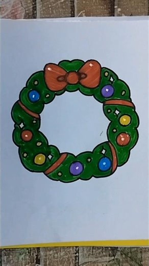 How to Draw a Cute Christmas Wreath #shorts #drawing #art #viral #trending #christmas #wreath #short