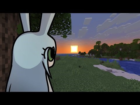 a bunny playing minecraft