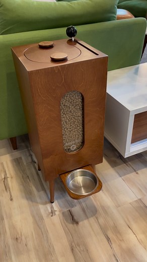 Dog Feeder meets Furniture. #midcenturymodern #dogsofinstagram #interiordesign #storage #houndsy | Houndsy