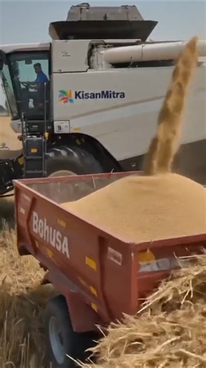 1 Machine 3 Work 😲 | गेहूं कटाई + दाना भराई + भूसा तैयार 🚜🌾 #SmartFarming #shorts