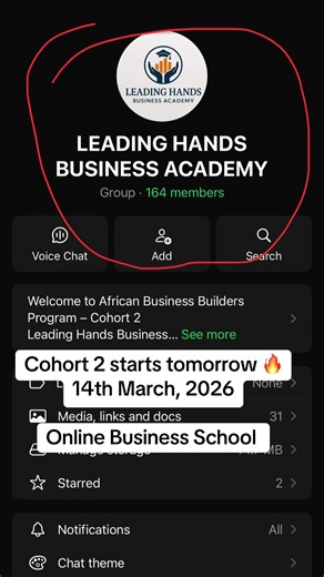 Cohort 2 starts tomorrow 🔥 African Business Builders Program Learn how to start and grow a real business. Limited seats available. #LeadingHandsBusinessAcademy #AfricanBusinessBuilders #Entrepreneurship #BusinessTraining #fyp