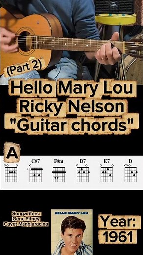 Hello Mary Lou (Ricky Nelson) TUTORIAL (Part 2) #guitartutorial #tutorialchitarra