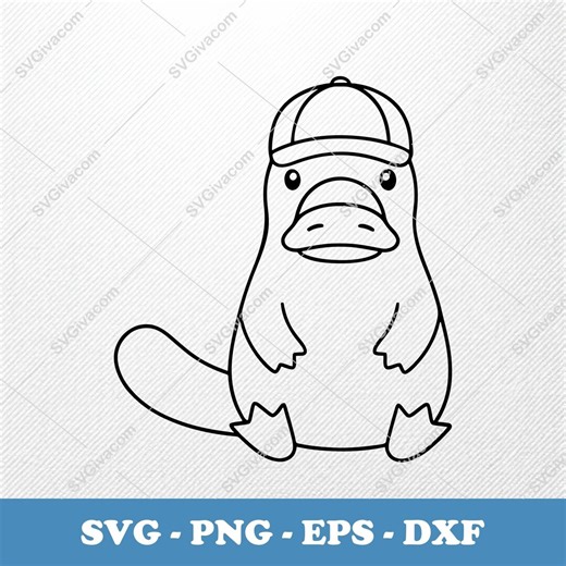 Platypus in a Cap SVG | Puffy Soft Cartoon Vector | EPS PNG Dxf Clipart Cricut Silhouette - Etsy
