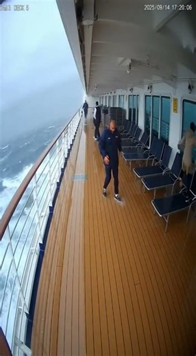 Giant waves hit cruise ship recorded by security cameras onboard 🌊😨