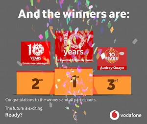 We are delighted to announce the final winners of the Vodafone 10th-anniversary Logo Design Competition. Thank you to everyone who participated in this competition. We will work with the overall winner to modify the logo in line with our brand guidelines | Telecel Ghana