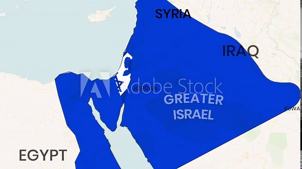 Map animation showing the political projection of the greater Israel territory concept footage