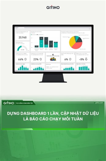 📊DỰNG DASHBOARD 1 LẦN, CẬP NHẬT DỮ LIỆU LÀ BÁO CÁO CHẠY MỖI TUẦN🤯 Tạo dashboard chuyên nghiệp bằng Power BI? Bạn có muốn: ✅Cập nhật dữ liệu → bấm Refresh → KPI & biểu đồ tự cập nhật. ✅ Thoát cảnh mỗi tuần mở nhiều file – copy/paste – ghép bảng – dò sai số. 🎥 Khóa học Power BI 649K tại Gitiho sẽ giúp bạn đạt được điều trên, nhờ nội dung học: ✅ Ghép dữ liệu nhiều nguồn/bảng (Power Query) ✅ Tổng hợp KPI ngày/tuần/tháng (DAX) ✅ Làm sạch dữ liệu tự động, giảm copy–paste ✅ Liên kết dữ liệu chuẩn, K