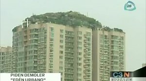 Chinese built a mountain top of a building in China