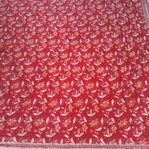 Red Color Quilt, Handmade Cotton Quilt, Block Print Blankets, Bedspread - Etsy