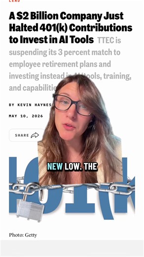 This isn’t about AI. The company is clearly in trouble and thought, “let’s cut the 401K but call it AI!” #corporate #401kmatch #ai #aifirst