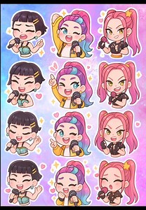 ✨ 3D Kawaii Stickers – KPop Demon Hunter Template ✨ Unleash cuteness and power in one epic set! This 3D kawaii sticker collection features chibi-style KPop idols reimagined as fierce Demon Hunters. Each character is dressed in bold, fantasy-inspired outfits, complete with mini weapons, glowing eyes, and dramatic poses—all wrapped in adorable pastel tones, soft shadows, and glossy highlights. Perfect for decorating journals, phones, laptops, or digital scrapbooks, these stickers come in a themed 