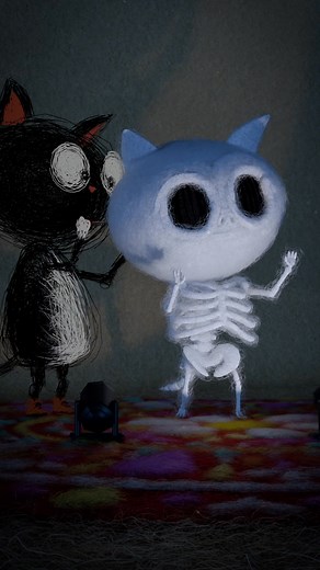 Skeletal - Feltober #28 - Quillustration built and animated in VR using Quill, rendered in Blender/Cycles using doublegum's felt shader. | Goro Fujita Art