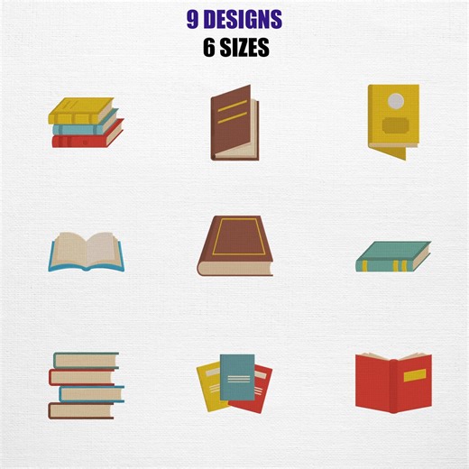 Stack of Books Embroidery Design - Open Book Embroidery Designs (digital File) - Etsy