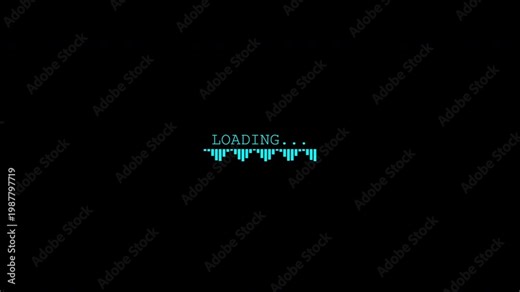 Retro loading screen with pixelated progress bar on transparent background