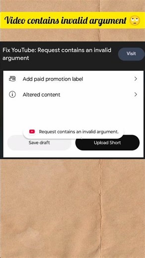 Video contains invalid Argument 😞 Problem Solved 😁 #mayakalasare #ytchannel