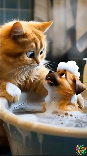 Catdog | Cute Cat Cartoon: Cat Loves Caring for His Dog Buddy #catdog #cutecatcartoon #cartooncatdog