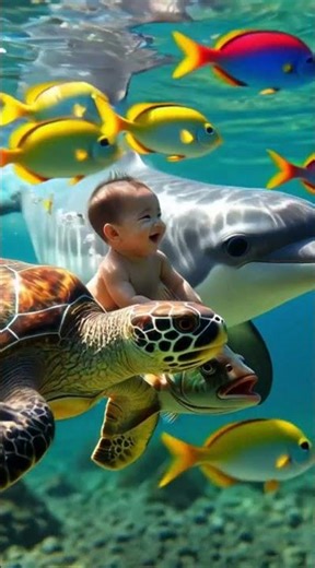 Meeting Other Sea Animals #babyandcat #petandbaby #catvideos #babyvideos