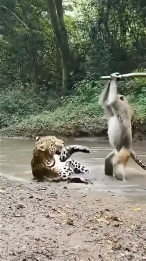 Monkey vs Cheetah Fight | Monkey Strikes Back with a Stick #animals #wildlifeshorts #viralvideo