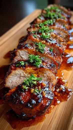 Honey Garlic Glazed Pork Tenderloin 🍯🐖 🛒 Ingredients: 1½ lbs pork tenderloin 3 tbsp honey 3 cloves garlic, minced 2 tbsp soy sauce 1 tbsp Dijon mustard 1 tbsp olive oil ½ tsp black pepper ½ tsp salt ½ tsp dried thyme (optional) Fresh parsley for garnish (optional) 👩‍🍳 Directions: Preheat your oven to 400°F (200°C). Lightly grease a baking dish or line it with foil. Make the glaze: In a small bowl, mix honey, garlic, soy sauce, Dijon mustard, olive oil, salt, pepper, and thyme. Sear the pork