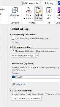 Technique for locking Word documents but still allowing some editing