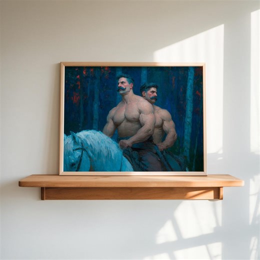 Two Men on Horses Print | Original Artwork, Fine Art Posters | Gay Art - Etsy