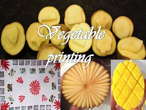 How to do Vegetable Printing with fabric paint....Potato | Cloth Designs | Vegetable Carving | DIY