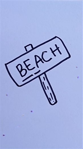 How to Draw a Cute Beach Sign Step by Step #HowToDraw #BeachDrawing #EasyDrawing #CuteDrawing