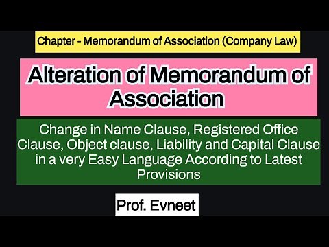 Alteration of Memorandum of Association in Company Law| CA Foundation | B.com | BBA