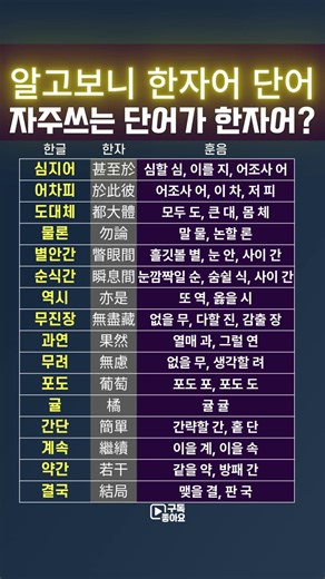 알고보니 자주쓰는 단어가 한자어? #우리말 #한글 #한자 #한자공부 #국어사전