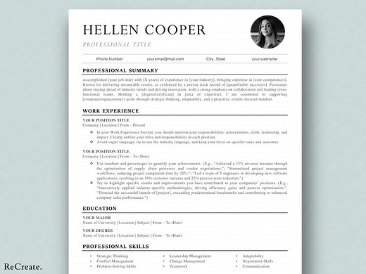 MS Word de CV professionnel 2026 | Lettre de motivation et références | Modèle de CV professionnel et moderne avec téléchargement numérique instantané - Etsy Canada