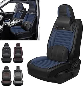 Car Seat Cover for Scion Xb 2004-2015 Full Coverage Nappa Leather Car Seat Protector, Fashion Anti-Slip Waterproof Breathable Easy to Install, Auto Interior Accessories(Front Seat,Black&Blue)