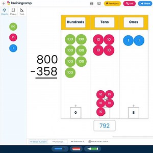 Regrouping with Place Value Disks in the Subtraction Workspace | Brainingcamp