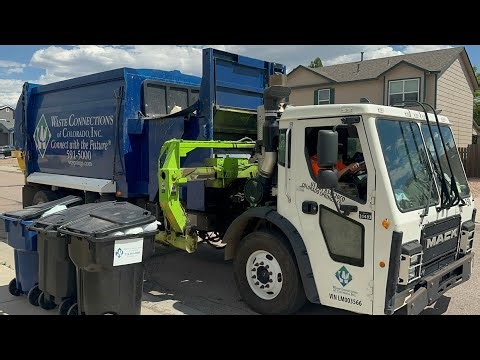 Waste Connections Mack LR Wayne Curbtender Garbage Truck Packing Out on Heavy Trash