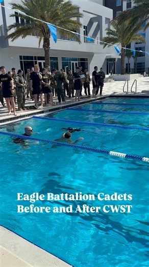 Embry Riddle Army ROTC on Instagram: "From ‘let’s make a splash’ to ‘we OWN the water’!  Eagle Battalion takes on the CWST like pros, diving in with confidence and powering through every challenge. No fear, just pure teamwork and determination – we’re making waves, literally and figuratively!  #EagleBattalion #CWSTChallenge #WaterWarriors #NoFearJustStrength #BeforeAndAfter #MakingWaves #TeamworkInAction"