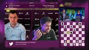 Hikaru Nakamura blunders, Magnus Carlsen takes free bishop | chess24