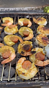 Sausage and shrimp skewers | Miguels cookingwithfire