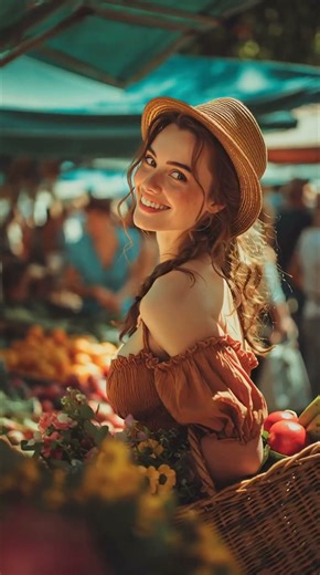 Happy Smiling Woman at Farmers Market 🍓 #smile #joy #positiveenergy #beautifulwomen #happiness